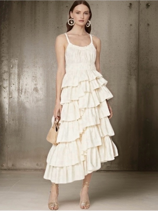 Ulla Johnson Dresses & Skirts - Ulla Johnson Cream Tiered Ruffle Midi Dress
